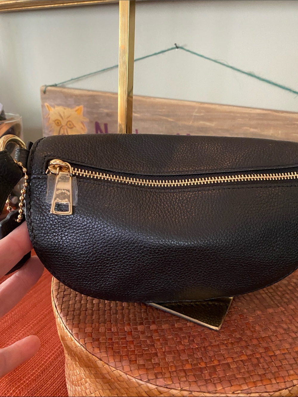 Coach Black Pebbled Leather Bethany Belt Sling Bag with Gold Hardware - Picture 4 of 10
